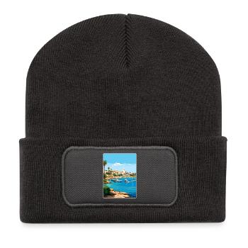 Paphos Chypre Voyage Affiche Peinture Souvenir WPA - Beanie recyclé à patch - charbon - Devant