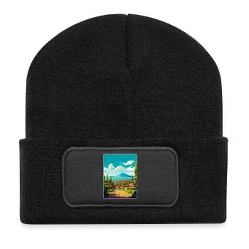 Pompeji Italien Reise Poster Souvenir Malerei WPA - Recycelte Patch Beanie - Schwarz - Vorne