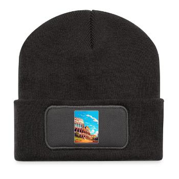 Rome Italie Affiche de voyage Souvenir Carte Postale Peinture - Beanie recyclé à patch - charbon - Devant