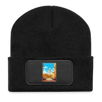 Siena Italy Travel Poster Souvenir Postcard Paint - Recycled Patch Beanie - black - Front