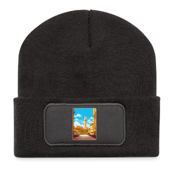 Sienne Italie Affiche de voyage Souvenir Carte Postale Peinture - Beanie recyclé à patch - charbon - Devant