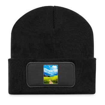 La Savoie France Travel Poster Souvenir Paint WPA - Recycled Patch Beanie - black - Front