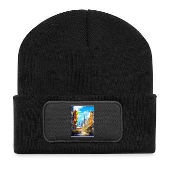 Amsterdam Netherlands Travel Poster Souvenir WPA - Recycled Patch Beanie - black - Front