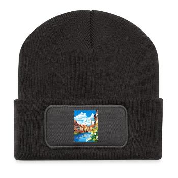 Straßburg Frankreich Reiseposter Souvenir Farbe WPA - Recycelte Patch Beanie - Dunkelgrau - Vorne