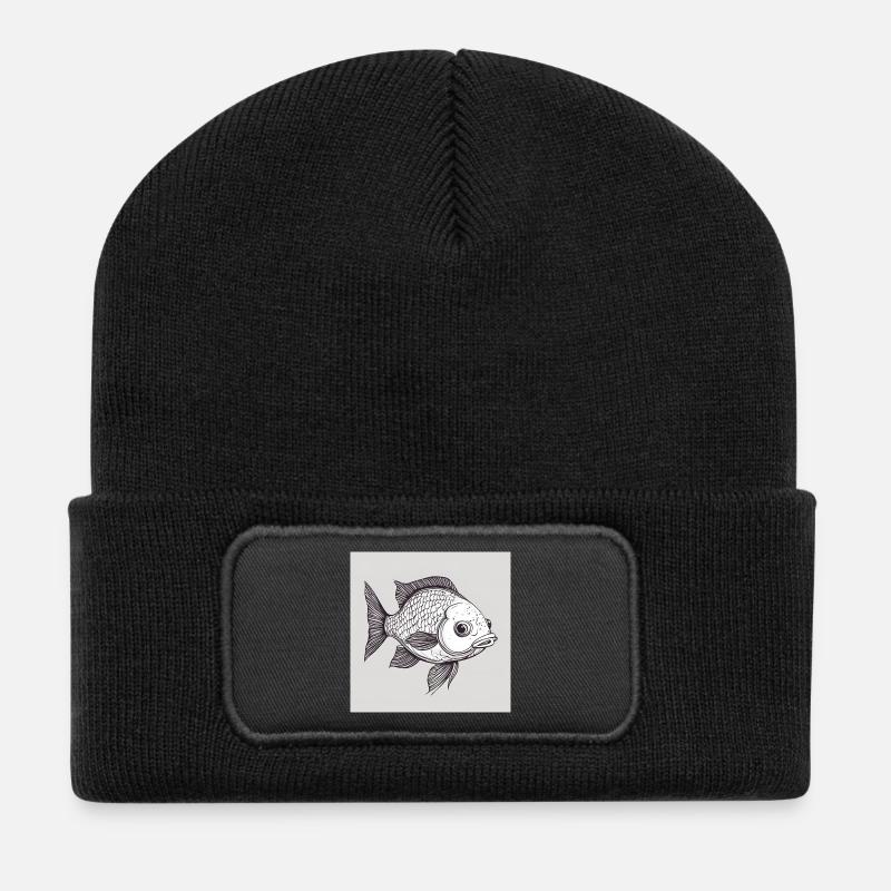 Poisson - Beanie recyclé à patch - noir
