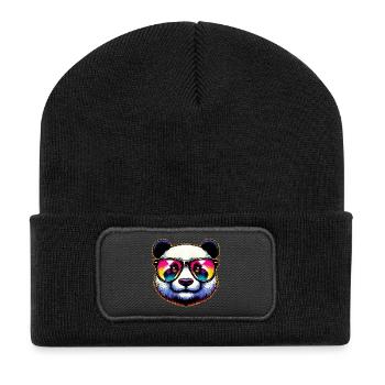 Panda with sunglasses - Recycled Patch Beanie - black - Front