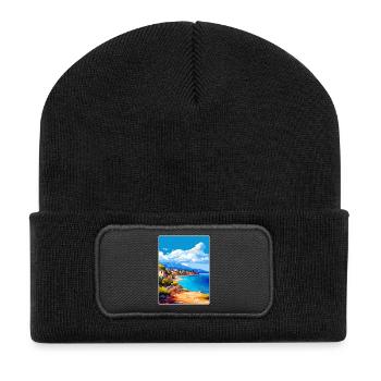 Île d’Agistri Grèce Affiche de voyage Souvenir WPA - Beanie recyclé à patch - noir - Devant