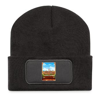 Sienne Italie Affiche de voyage Souvenir Carte Postale Peinture - Beanie recyclé à patch - charbon - Devant