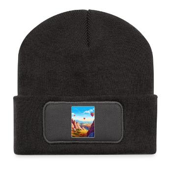 Cappadoce Turquie Voyage Affiche Souvenir Peinture WPA - Beanie recyclé à patch - charbon - Devant