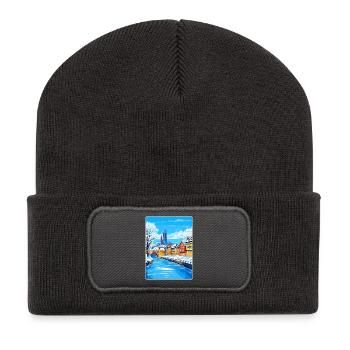 Straßburg Frankreich Reiseposter Souvenir Farbe WPA - Recycelte Patch Beanie - Dunkelgrau - Vorne