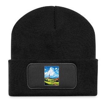 Odenwald Deutschland Reise Poster Souvenir Farbe WPA - Recycelte Patch Beanie - Schwarz - Vorne