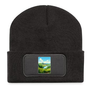 Vallée de la Loire France Affiche de voyage vintage souvenir - Beanie recyclé à patch - charbon - Devant