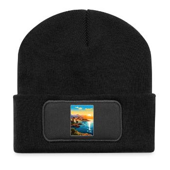 Antalya Turquie Voyage Affiche Souvenir Peinture WPA - Beanie recyclé à patch - noir - Devant