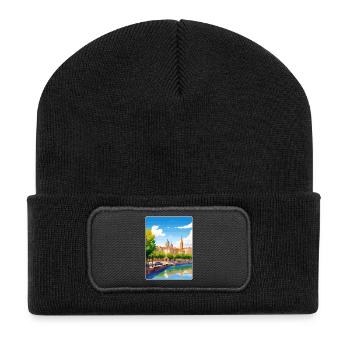 Toulouse France Affiche de voyage Peinture Souvenir WPA - Beanie recyclé à patch - noir - Devant