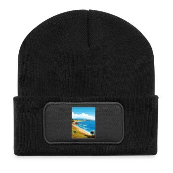 Gallipoli Turkey Travel Poster Souvenir Paint WPA - Recycled Patch Beanie - black - Front
