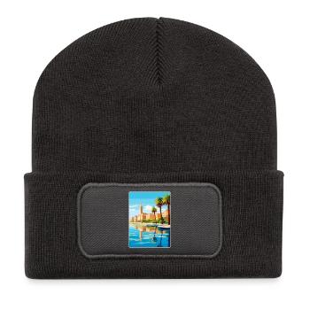 Zagreb Croatie Voyage Affiche Peinture Souvenir WPA - Beanie recyclé à patch - charbon - Devant