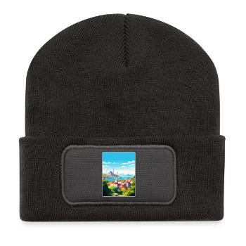Istanbul Turquie Voyage Affiche Souvenir Peinture WPA - Beanie recyclé à patch - charbon - Devant