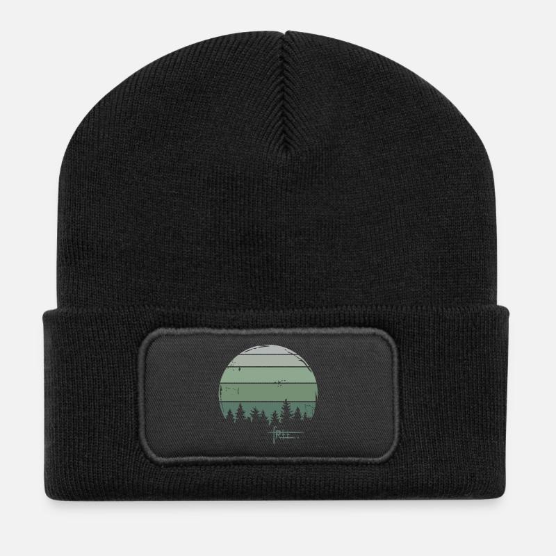 Wald retro Freiheit Baum Natur Graffiti Symbol - Recycelte Patch Beanie - Schwarz