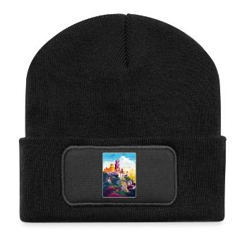 Sintra Portugal Affiche de voyage Peinture Souvenir WPA - Beanie recyclé à patch - noir - Devant