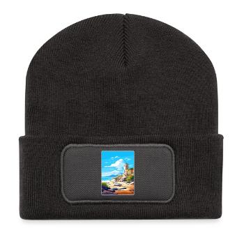 Délos Grèce Affiche de voyage Souvenir Carte Postale Peinture - Beanie recyclé à patch - charbon - Devant