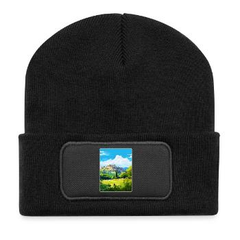 Athens Greece Travel Poster Souvenir Painting WPA - Recycled Patch Beanie - black - Front
