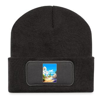 Kos Grèce Affiche de voyage Souvenir Carte Postale Peinture - Beanie recyclé à patch - charbon - Devant