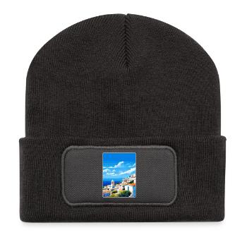 Limnos Grèce Voyage Affiche Souvenir Peinture WPA - Beanie recyclé à patch - charbon - Devant