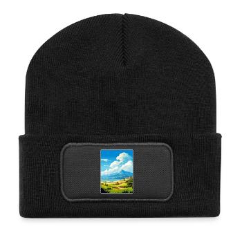 Mount Dirfi Griechenland Reiseposter Souvenir Farbe WP - Recycelte Patch Beanie - Schwarz - Vorne