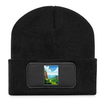 Elbsandsteingebirge Deutschland Reiseposter WPA - Recycelte Patch Beanie - Schwarz - Vorne