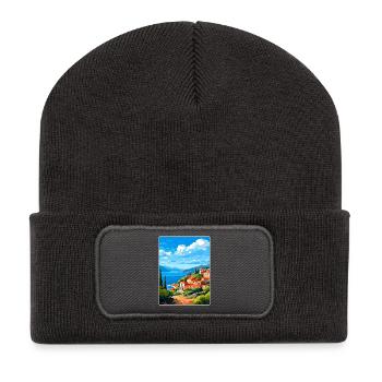 Samos Grèce Affiche de voyage Souvenir Carte Postale Peinture - Beanie recyclé à patch - charbon - Devant