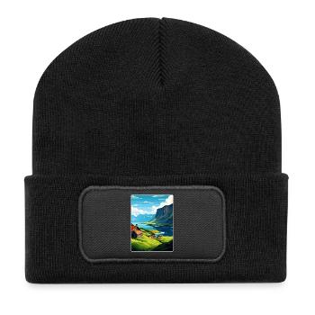 Les Fjords Norvège Montagnes norvégiennes Scandinaves - Beanie recyclé à patch - noir - Devant
