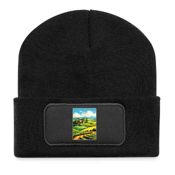 Toskana Italien Reise Poster Souvenir Malerei WPA - Recycelte Patch Beanie - Schwarz - Vorne