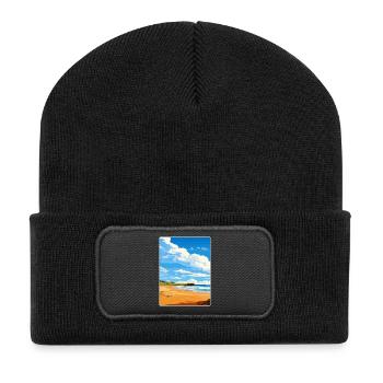 Constantine Bay Cornwall England Reiseposter WPA - Recycelte Patch Beanie - Schwarz - Vorne