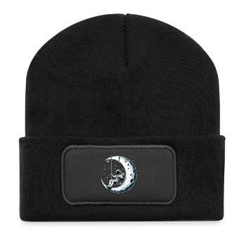 Astronaut Raumfahrer schaukeln Schaukel Mond Gesch - Recycelte Patch Beanie - Schwarz - Vorne