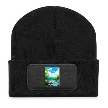 Golitha Falls England Reise Poster Souvenir WPA - Recycelte Patch Beanie - Schwarz - Vorne