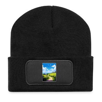 Lamorna Cornwall England Reiseposter Souvenir - Recycelte Patch Beanie - Schwarz - Vorne