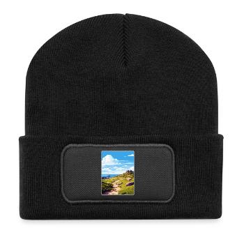 Lands End Cornwall England Reiseposter Souvenir - Recycelte Patch Beanie - Schwarz - Vorne