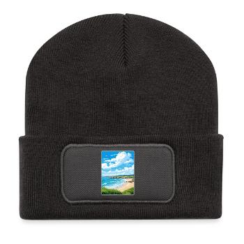 Maenporth Cornwall England Reiseposter Souvenir - Recycelte Patch Beanie - Dunkelgrau - Vorne