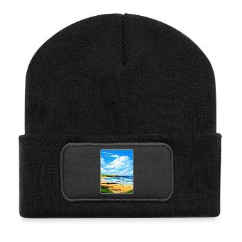 Godrevy Point England Reiseposter Souvenir WPA - Recycelte Patch Beanie - Schwarz - Vorne