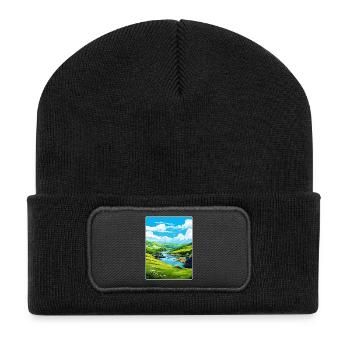 Boscastle Cornwall England Reiseposter Souvenir - Recycelte Patch Beanie - Schwarz - Vorne