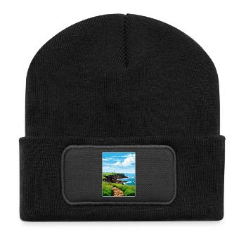 Lizard Point England Reiseposter Souvenir WPA - Recycelte Patch Beanie - Schwarz - Vorne