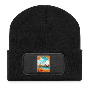 Londres Angleterre Voyage Affiche Souvenir Peinture WPA - Beanie recyclé à patch - noir - Devant