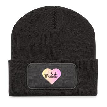 Weltbester Schwiegersohn! Personalisierbar - Recycelte Patch Beanie - Dunkelgrau - Vorne