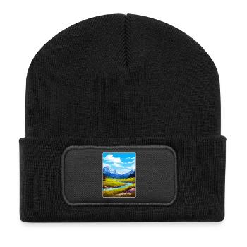 Glacier County Montana Affiche de voyage Souvenir WPA - Beanie recyclé à patch - noir - Devant