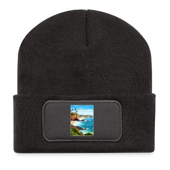Corona Del Mar California Poster Souvenir de voyage - Beanie recyclé à patch - charbon - Devant