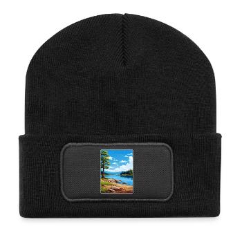 Big Bear Lake Kalifornien Reiseposter Souvenir - Recycelte Patch Beanie - Schwarz - Vorne