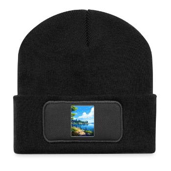 Lake Arrowhead California Travel Poster Souvenir - Recycled Patch Beanie - black - Front