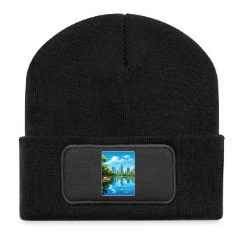 Orlando Beach Florida City Reiseposter Souvenir - Recycelte Patch Beanie - Schwarz - Vorne