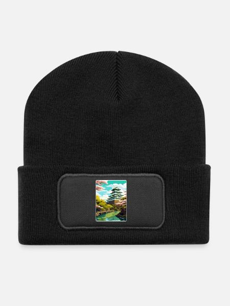 Osaka Japan Reise Poster Souvenir Postkarte Farbe - Recycelte Patch Beanie - Schwarz