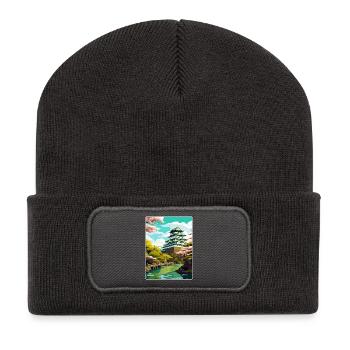 Osaka Japan Reise Poster Souvenir Postkarte Farbe - Recycelte Patch Beanie - Dunkelgrau - Vorne